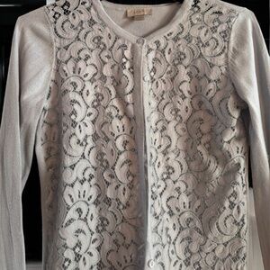 Elegant Lace Cardigan Sweater - Gray